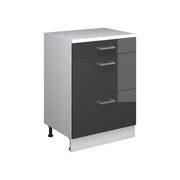 Mobile per mansarda Rion Antracite lucido/Bianco 60 x 83.8 cm senza inclinazione con 3 cassetti Vicco