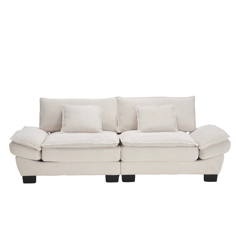 Divano Letto Matrimoniale ¨C MINIMAL ¨C Beige, Tessuto Morbido