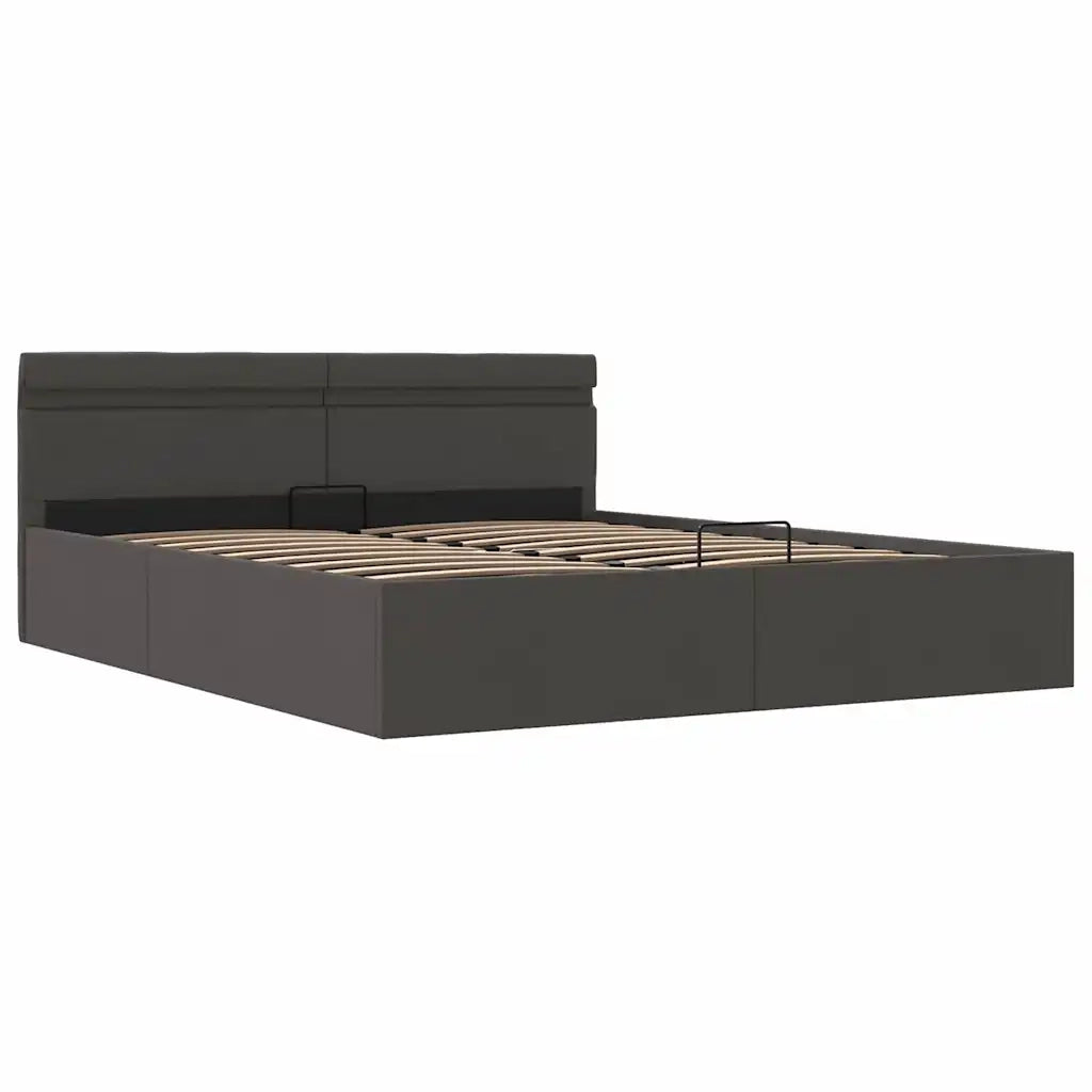 Giroletto con Contenitore e LED Grigio Scuro Tessuto 100x200 cm 285604
