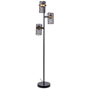 Lampada da terra in metallo nero con 3 faretti 32x32x161h cm