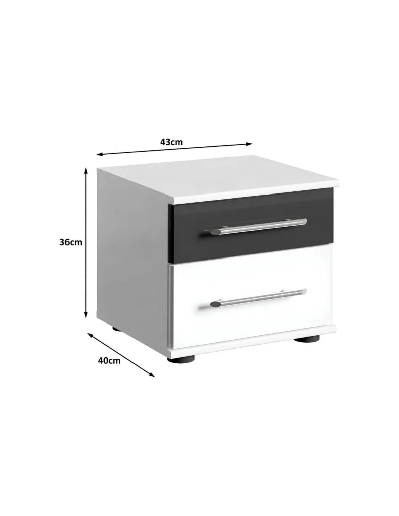 Set di 2 comodini DUBLIN Bianco alpino e nero lucido