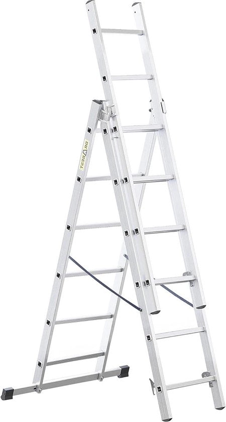 Scala a piattaforme in alluminio 3x6 gradini - leggera - scala pieghevole per uso domestico - capacità 150 kg - 46x165x13cm Scala a piattaforme