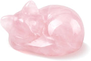 Decorazione per la Sala da Pranzo - Figura Decorativa di una Gatta Addormentata - Sculptura di Cristalli Rosa - Decorazione per Amanti dei Gatti