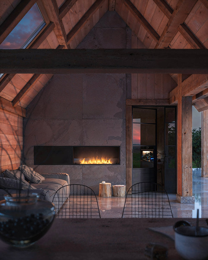 Camino a Bioetanolo da Incasso 124,4x59,4x30 cm Inside 1200 Slim Nero con Vetro