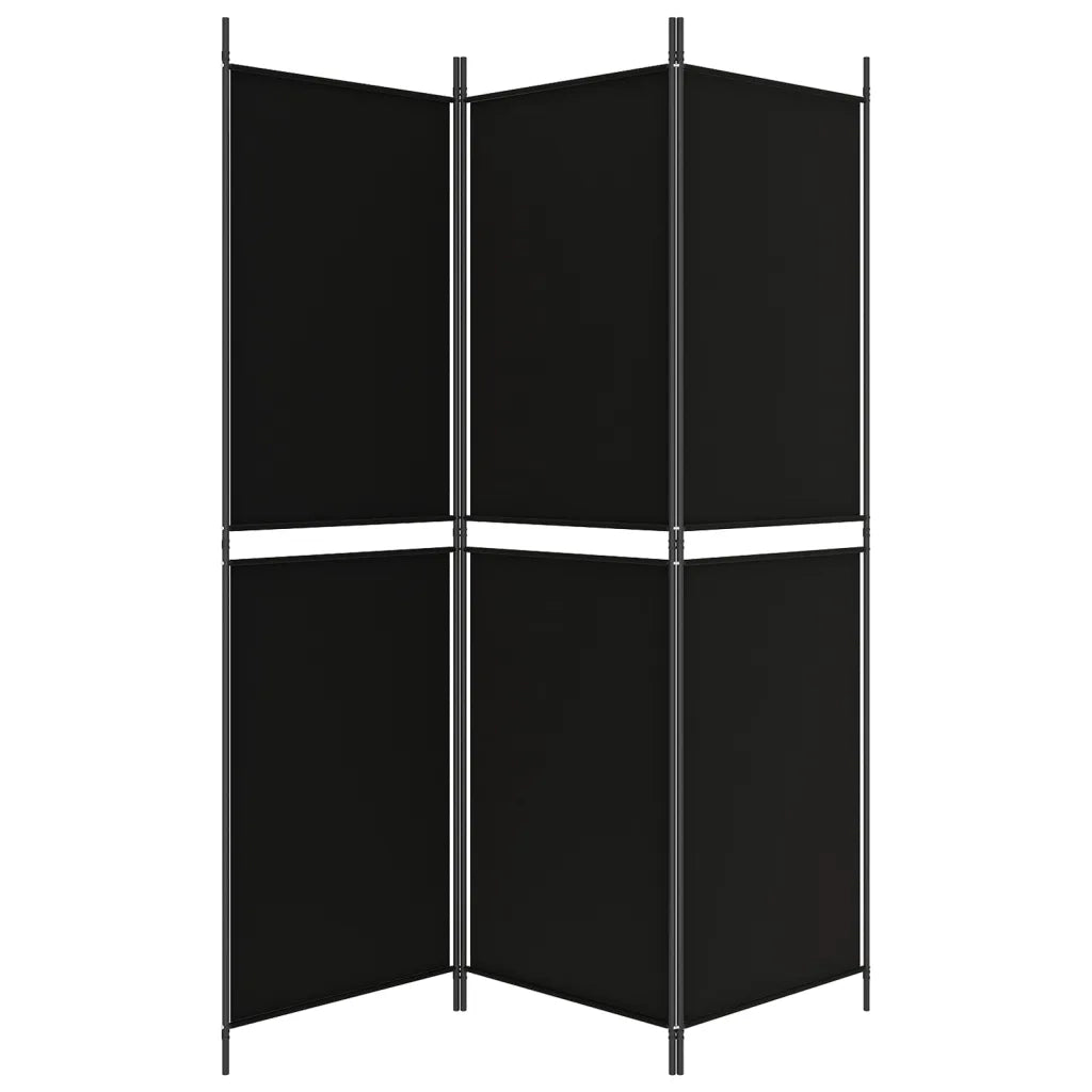 Divisorio a 3 Pannelli Nero 150x180 cm in Tessuto 350213