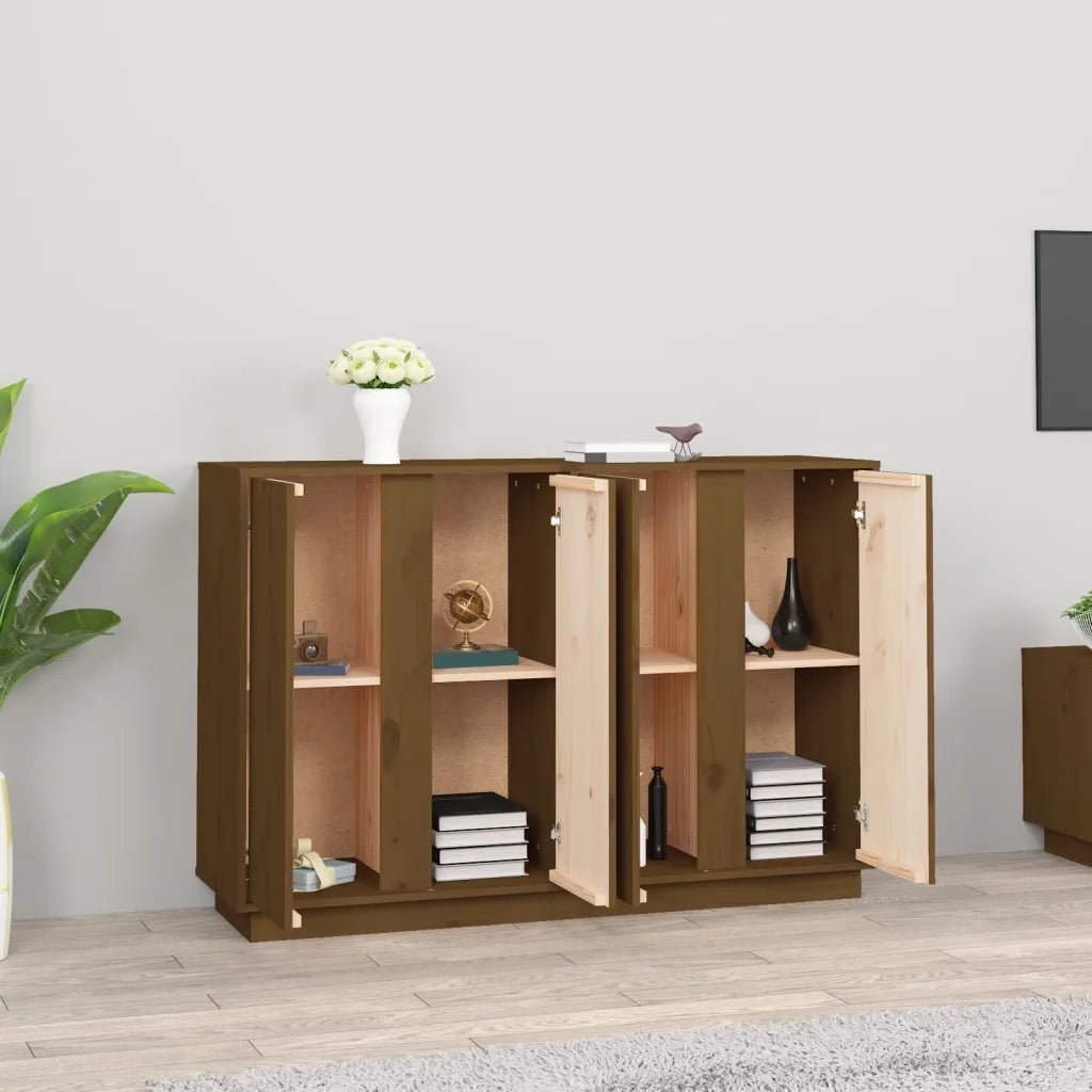 Credenza-Buffet-Armadio da cucina ambra 120x35x80 cm in Legno Massello di Pino 968256