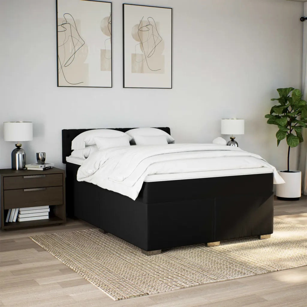 Giroletto a Molle con Materasso Nero 140x190 cm in Tessuto 3285892