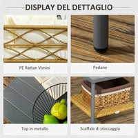 Salotto da Giardino Divano 2 Posti con Chaise Longue e Tavolino in Rattan PE Crema