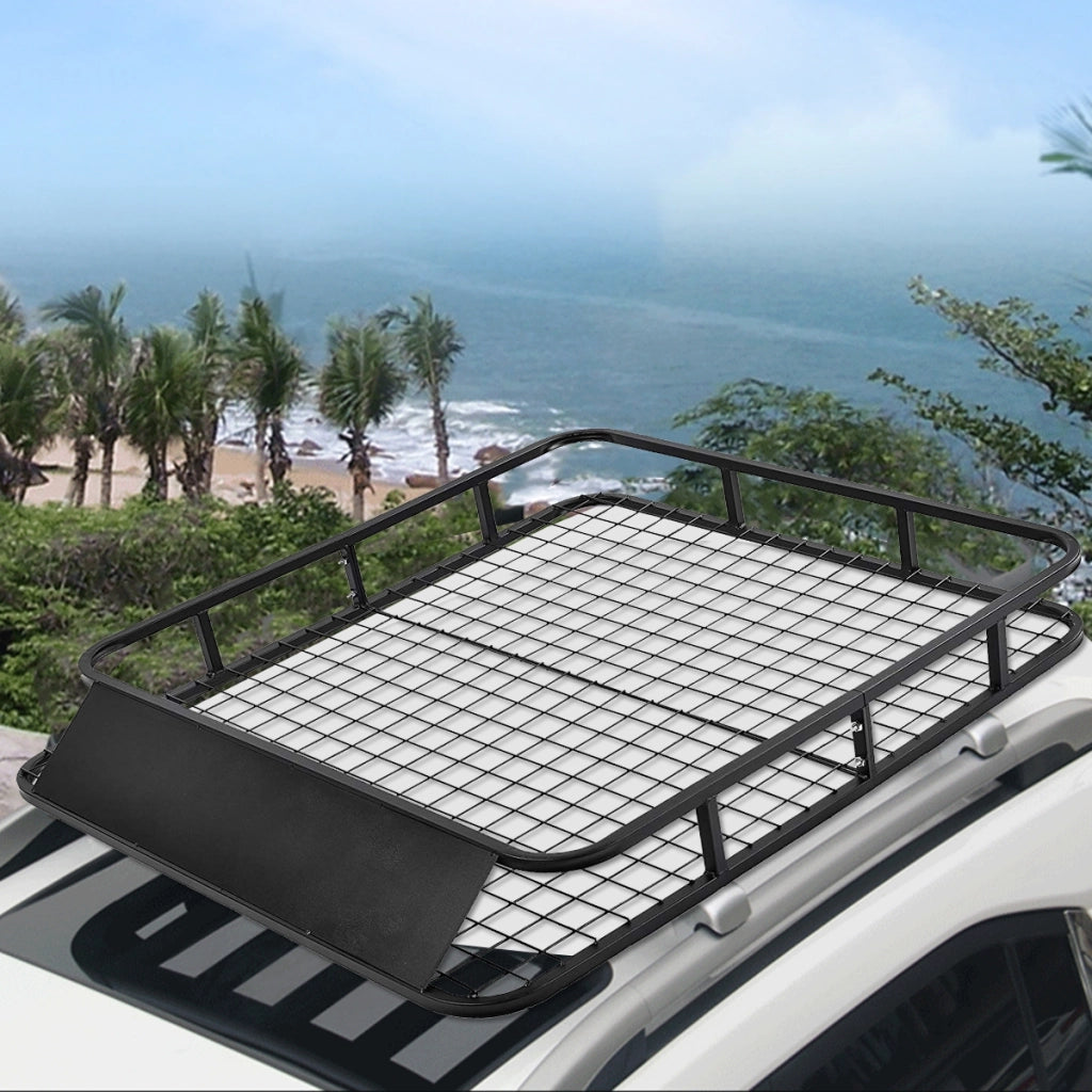Cesto portabagagli universale per SUV camion, Portapacchi per auto con carenatura vento 122,5x102x15cm Nero