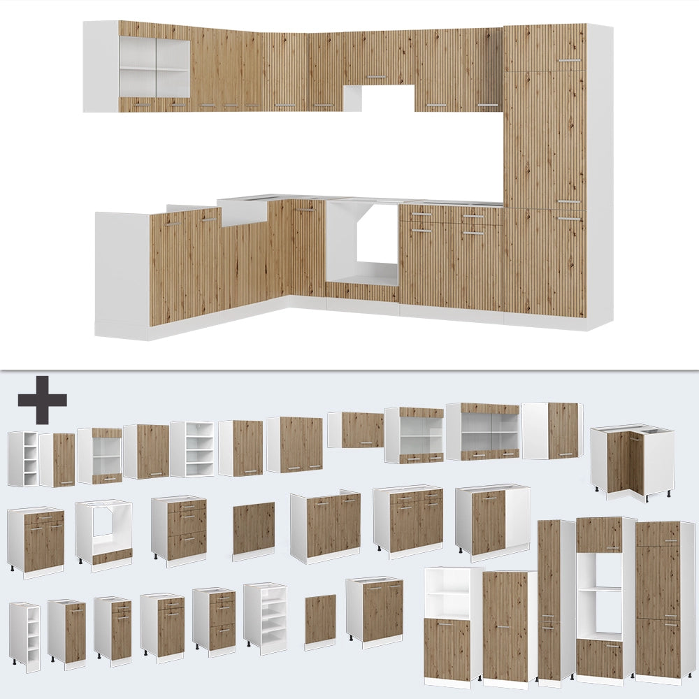 Vicco Cucina angolare completa Rovere artigianale/bianco 227 x 287 cm , PL Antracite
