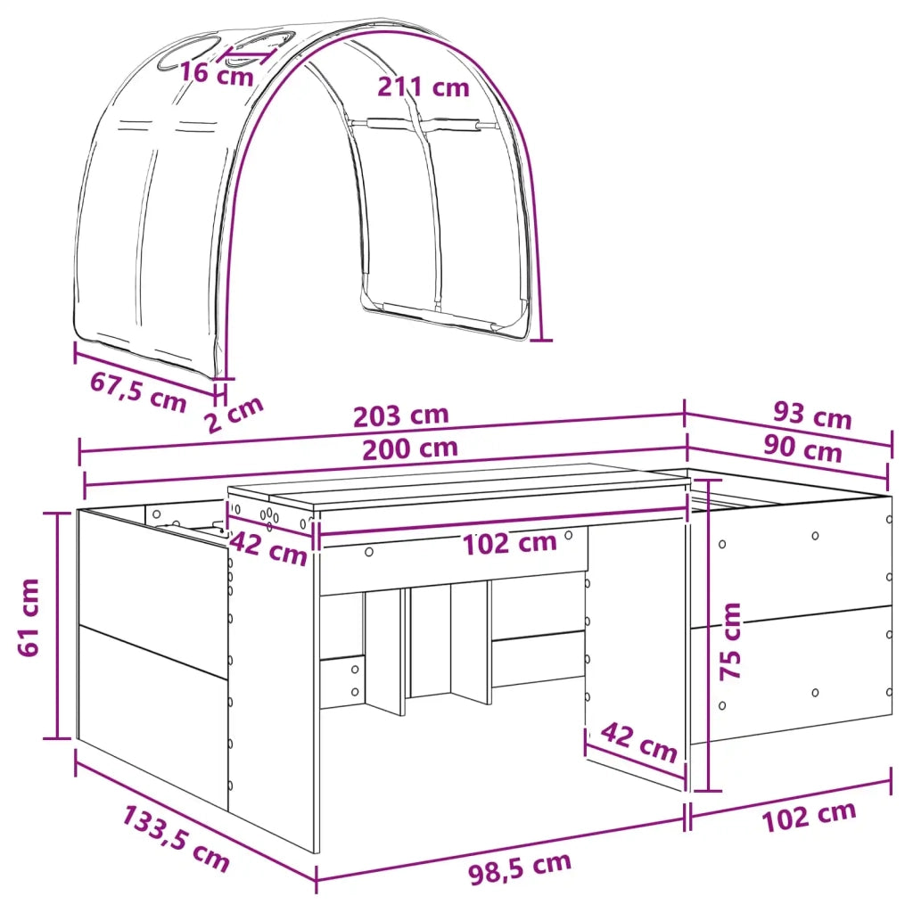 Letto con Tunnel 3 pz Rovere Artigianale e Blu 3423661