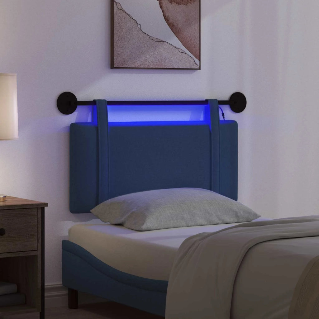 Testiera | Testata sospesa Con luce LED Blu Tessuto