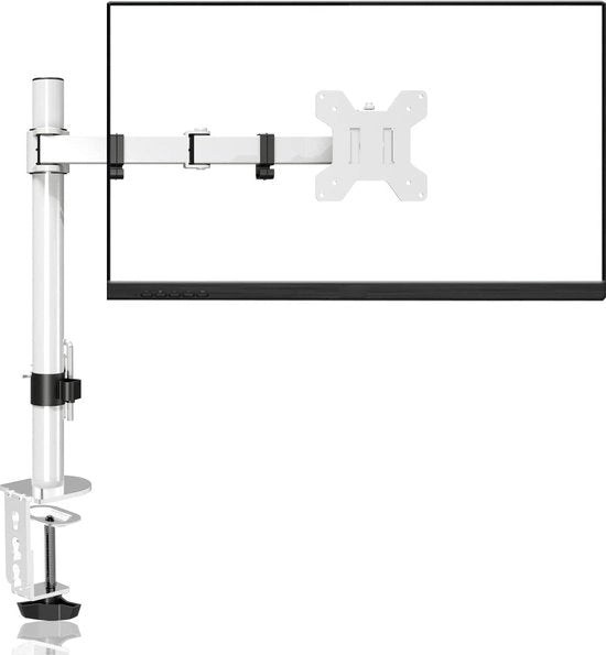 Braccio di Monitor per Schermo da 13 a 27 pollici - Supporto per Schermo e Proiettore - Stand per Schermo da 10kg - VESA 75/100mm - Bianco