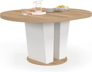 Tavolo da pranzo allungabile rotondo ELIAD 4-8 Persone legno e bianco 110-150 cm