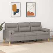 Divano a 3 Posti con Cuscini-Sofa 3 Posti con Cuscini Tortora 180 cm in Tessuto 529309