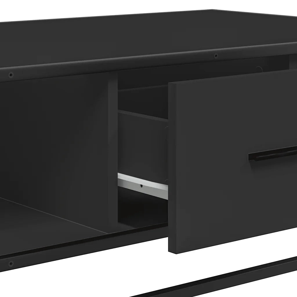 Tavolino Salotto-Tavolino da soggiorno-Tavolo Nero 100x57x35 cm in Truciolato e Metallo