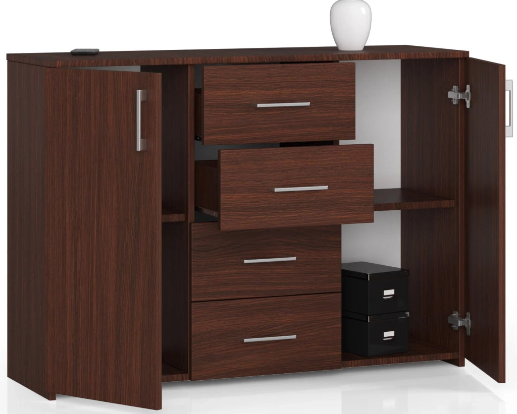 Cassettiera AKORD K45 Cassettiera Wengé 110 cm 2 ante 4 cassetti 110x35x80 cm