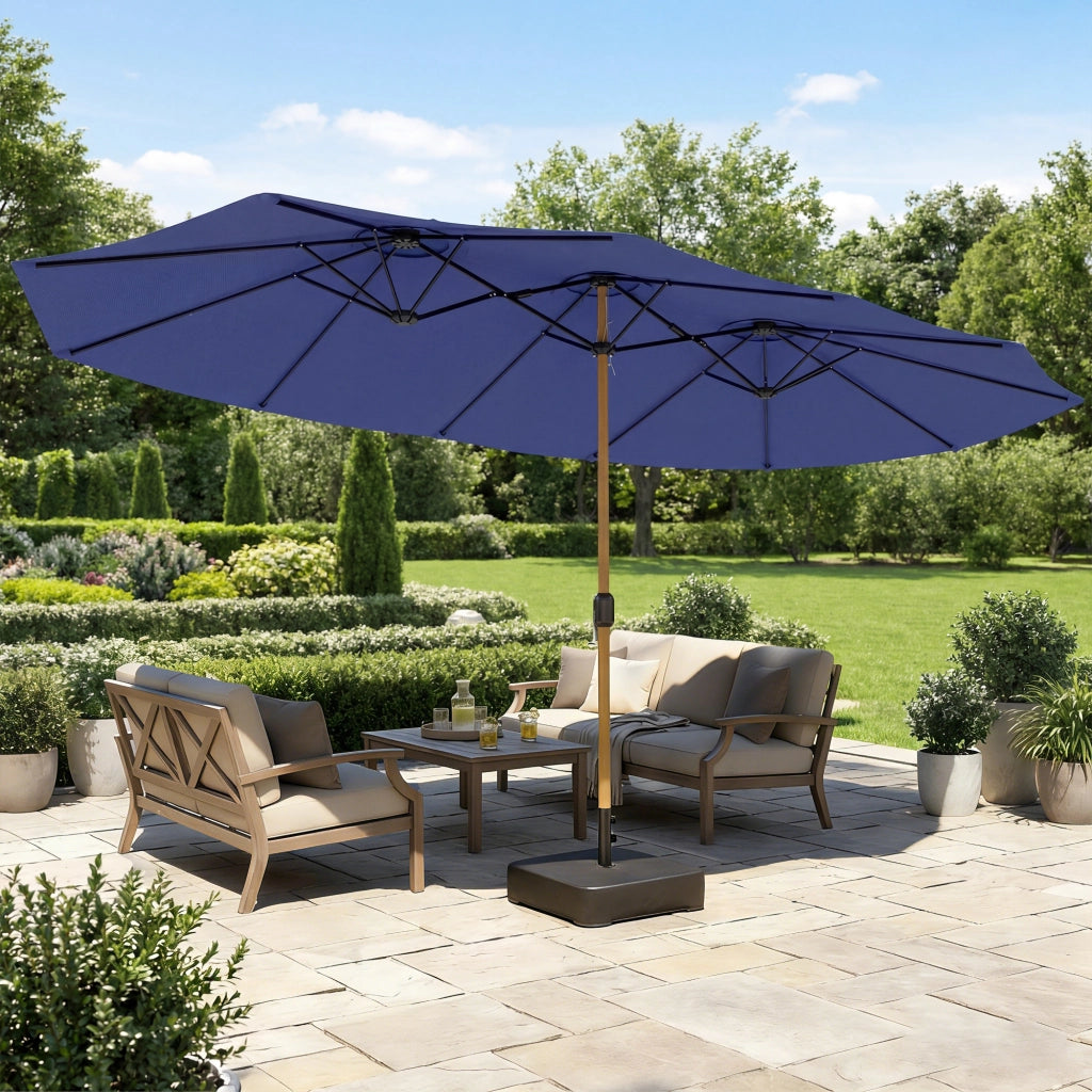 Ombrellone Doppio 12 Stecche ¨C zephmum ¨C Blu Scuro 4.7x2.8 m