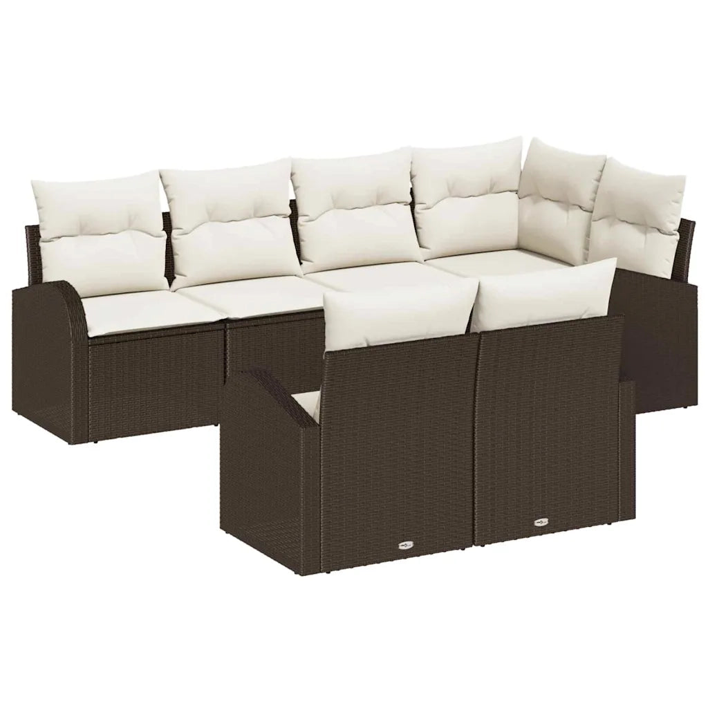 Set Divano da Giardino 7 pcs Marrone e bianco polyrattan 3354747