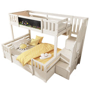 Letto a Castello 90x200 cm e 140x200 cm; Letto 3 Posti - Scala Contenitore; Lavagna e Cassetti