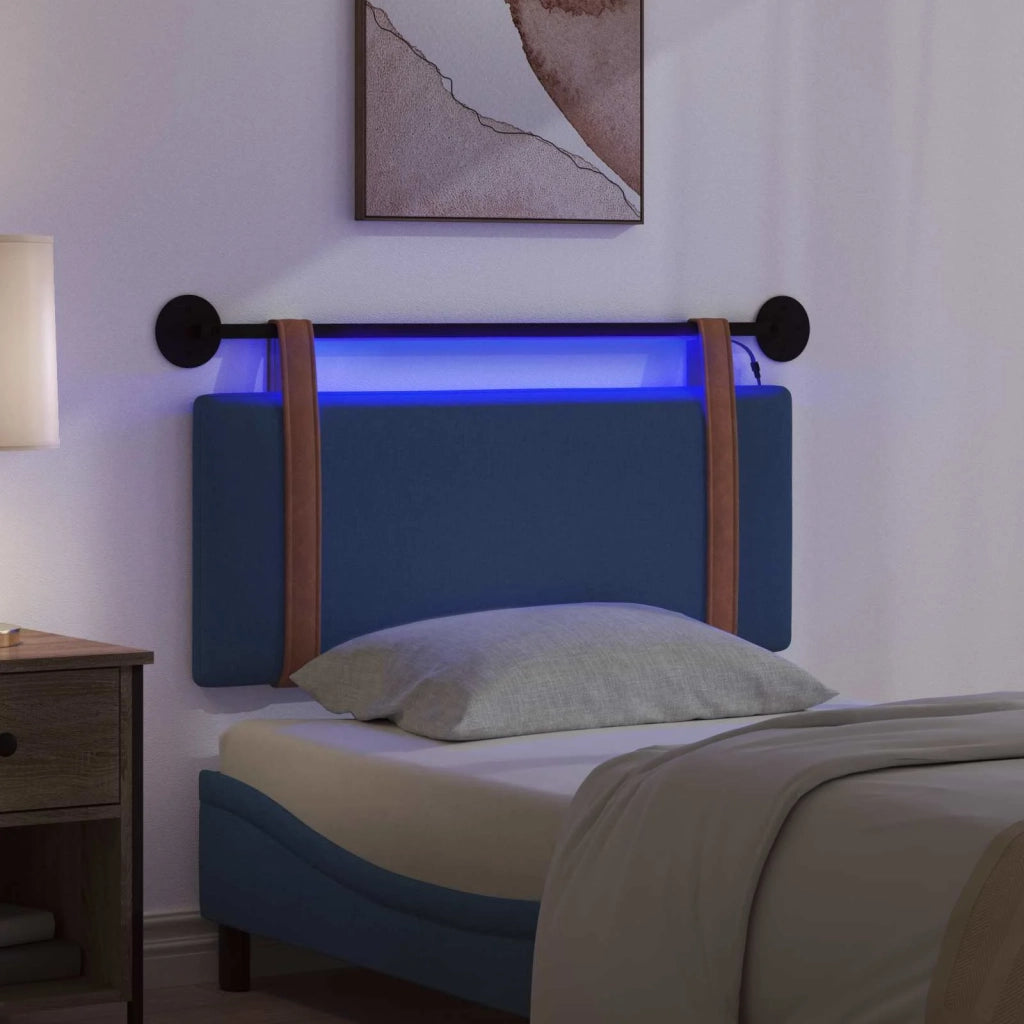 Testiera sospesa Con luce LED Blu PU Antico