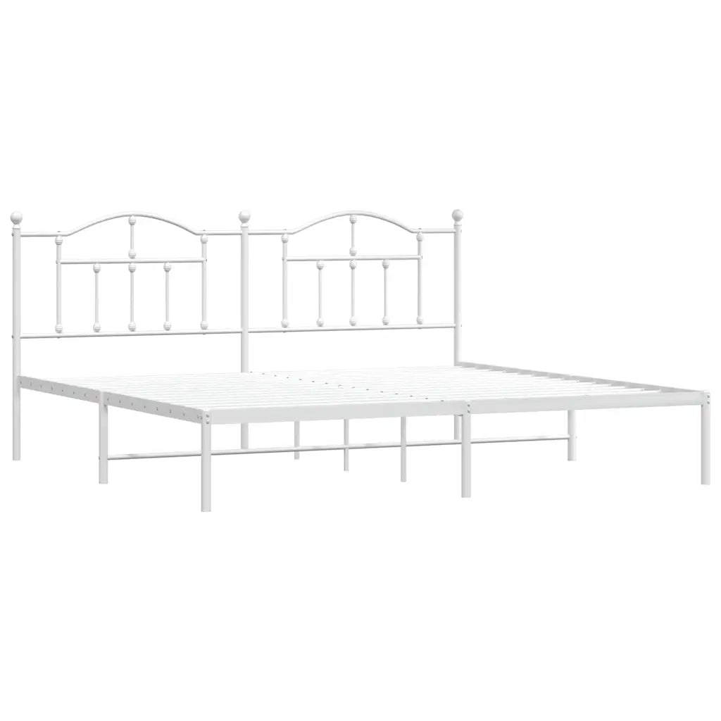 Giroletto con Testiera-Struttura Letto con testiera Metallo Bianco 193x203 cm 455715