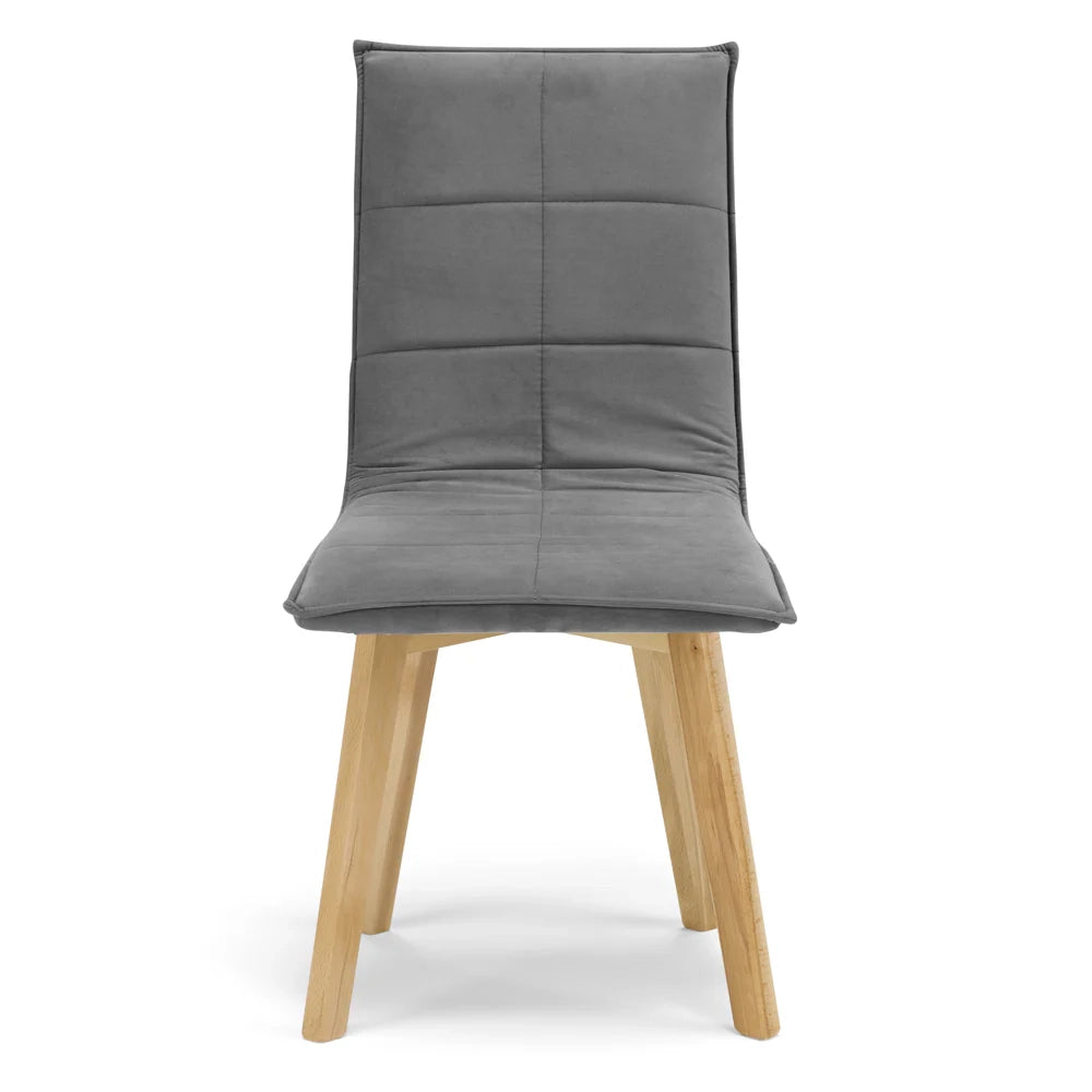 Sedia Imbottita MARILU', struttura robusta in legno, ideale per sala da pranzo, soggiorno, ufficio, sale d'attesa, tessuto trapuntato a rettangoli colore Grigio, Design moderno