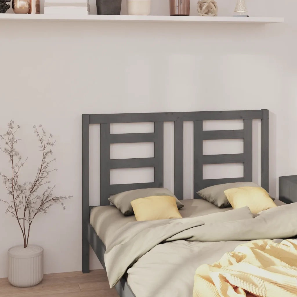 Testiera per Letto Grigia 126x4x100cm in Legno Massello di Pino 818812