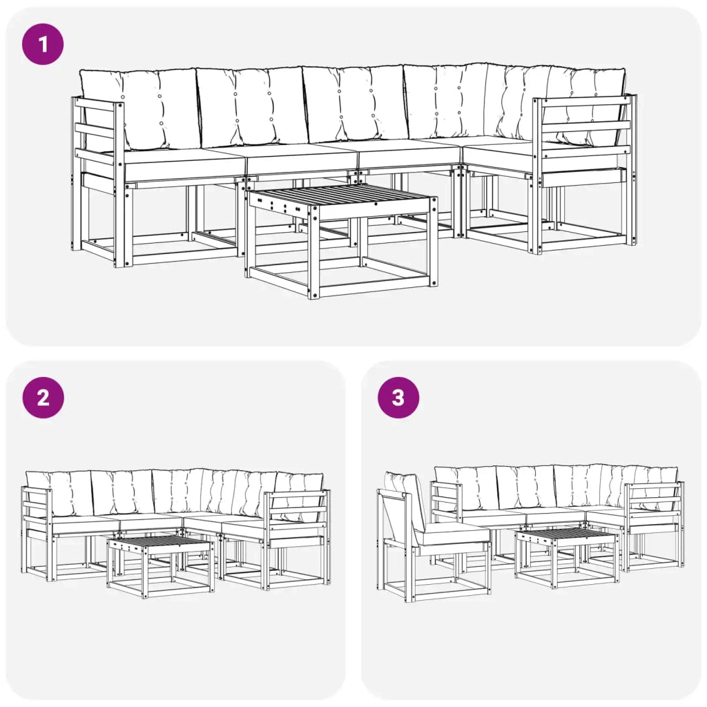 Set di divani da esterno 6 pz Bianco e Nero 3389490