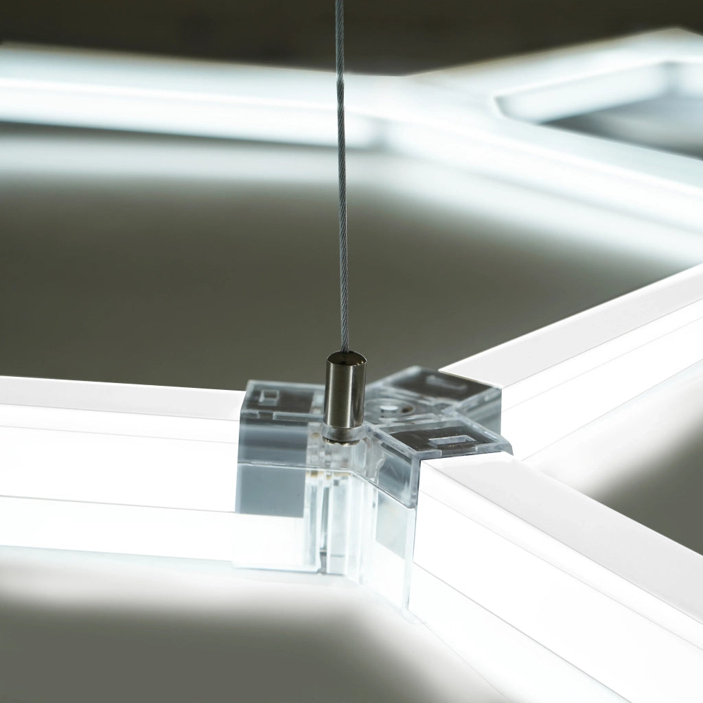 120 piastrelle modulari Blu + 14 luci LED esagonali 6500K e bordi.