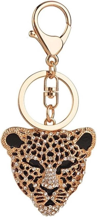 Accessori per tas con testa di leopardo in oro giallo per donne.
