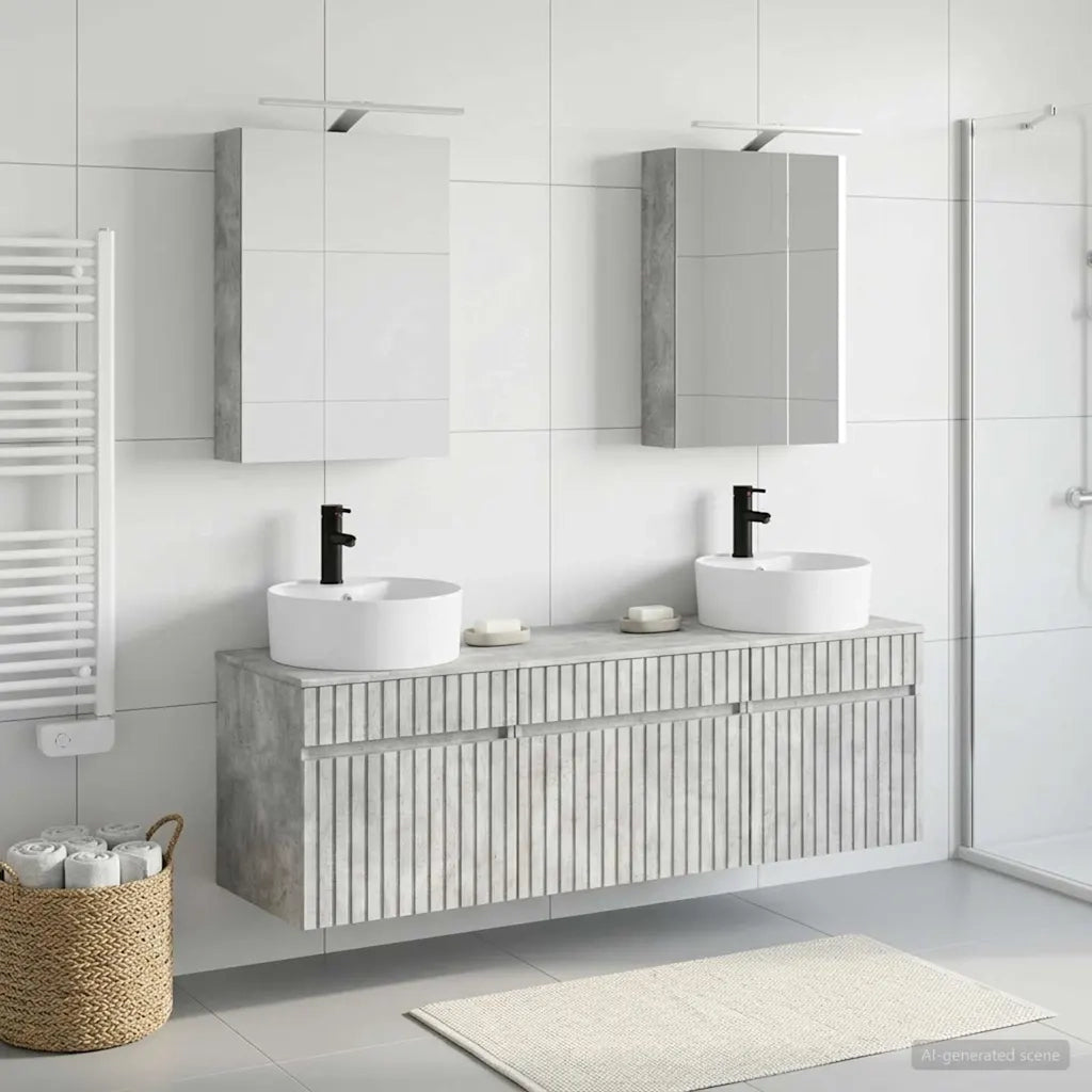 Set di Armadi da Bagno 5 pcs Grigio Cemento 50 x 14,5 x 70 cm 3406594