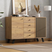 Cassettiera con Credenza ¨C MINIMAL ¨C Legno, 4 Cassetti, 2 Ante, 120x38x75 cm