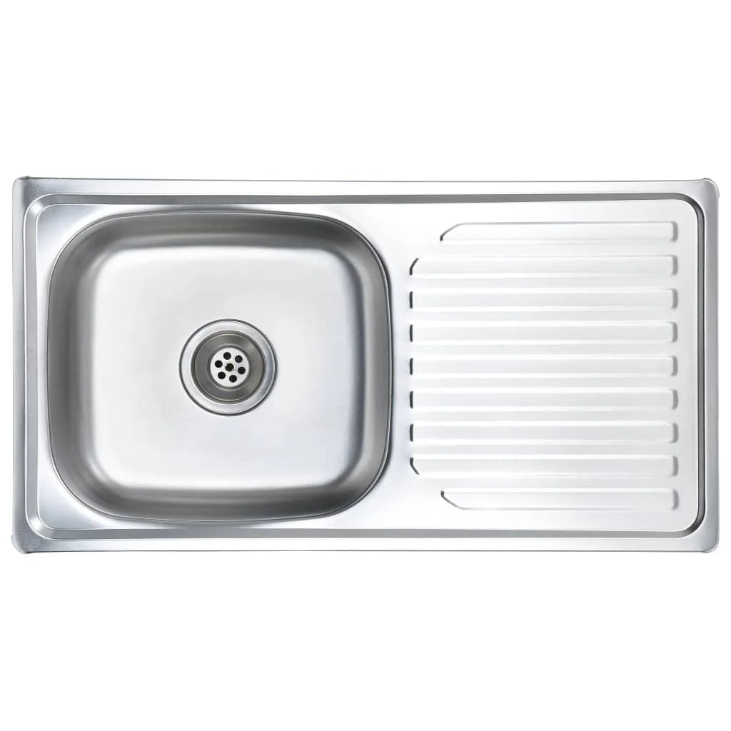 Lavello da cucina con filtro e sifone lavello rettangolare da incasso 75 x 40 cm acciaio inox resistente e durevole adatto per uso interno 02_0002358