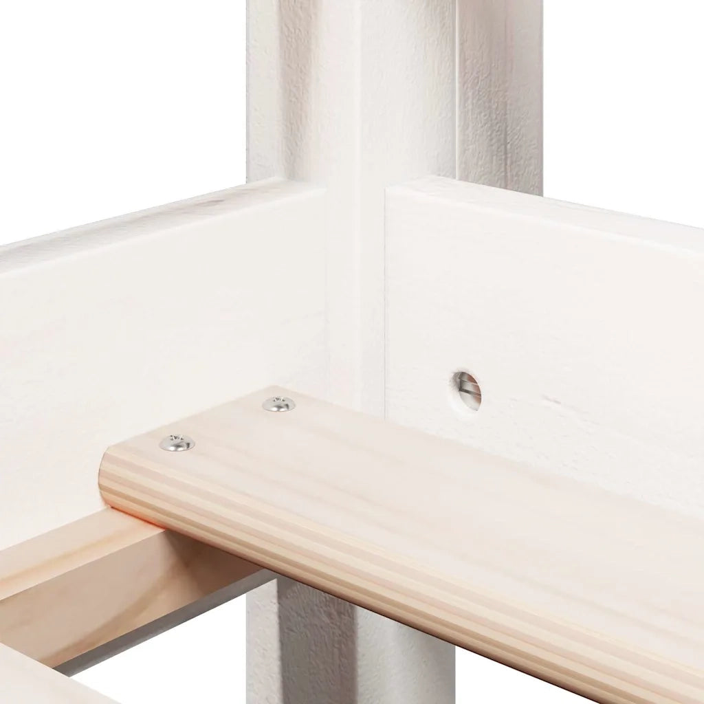 Letto a Soppalco con Tetto Bianco 90x190 cm in Legno di Pino
