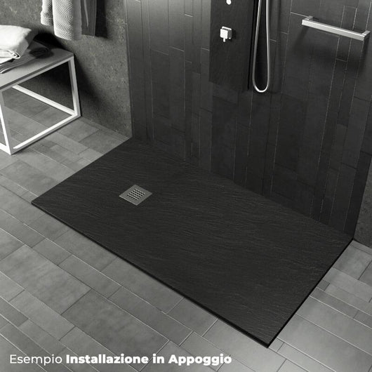 Piatto Doccia in Pietra 100x120 cm Pedrinelli Ardesia Stone Side Antracite