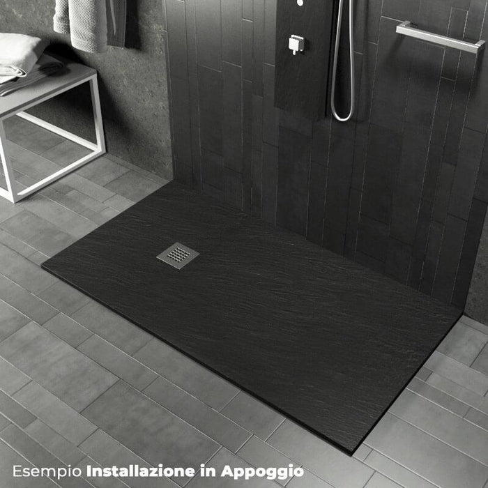 Piatto Doccia in Pietra 100x120 cm Pedrinelli Ardesia Stone Side Antracite