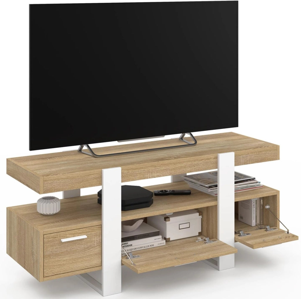 Porta TV PHOENIX da 116 cm con cassetti in legno e bianco