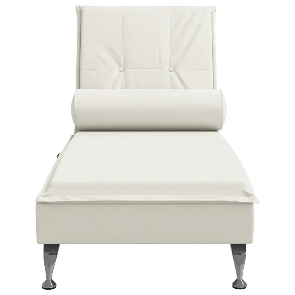 Chaise Longue Massaggi con Cuscino a Rullo Crema in Velluto 379457