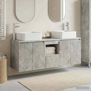 Set di Armadi da Bagno 3 pz Grigio Cemento 135 x 35 x 80 cm 3405660