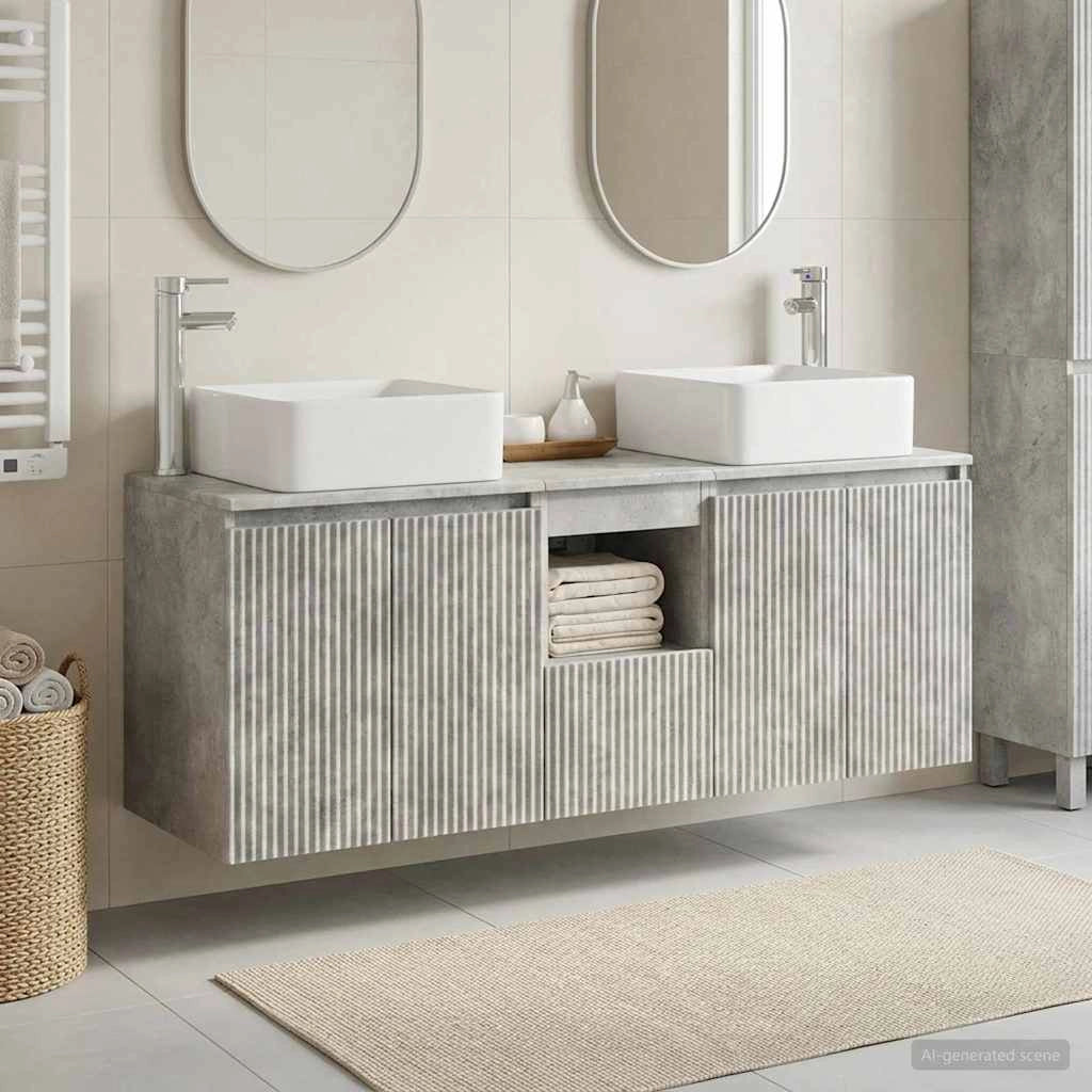Set di Armadi da Bagno 3 pz Grigio Cemento 135 x 35 x 80 cm 3405660