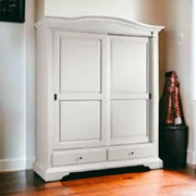 Armadio in legno Shabby chic 2 ante scorrevoli bianco mod gendarme maxi