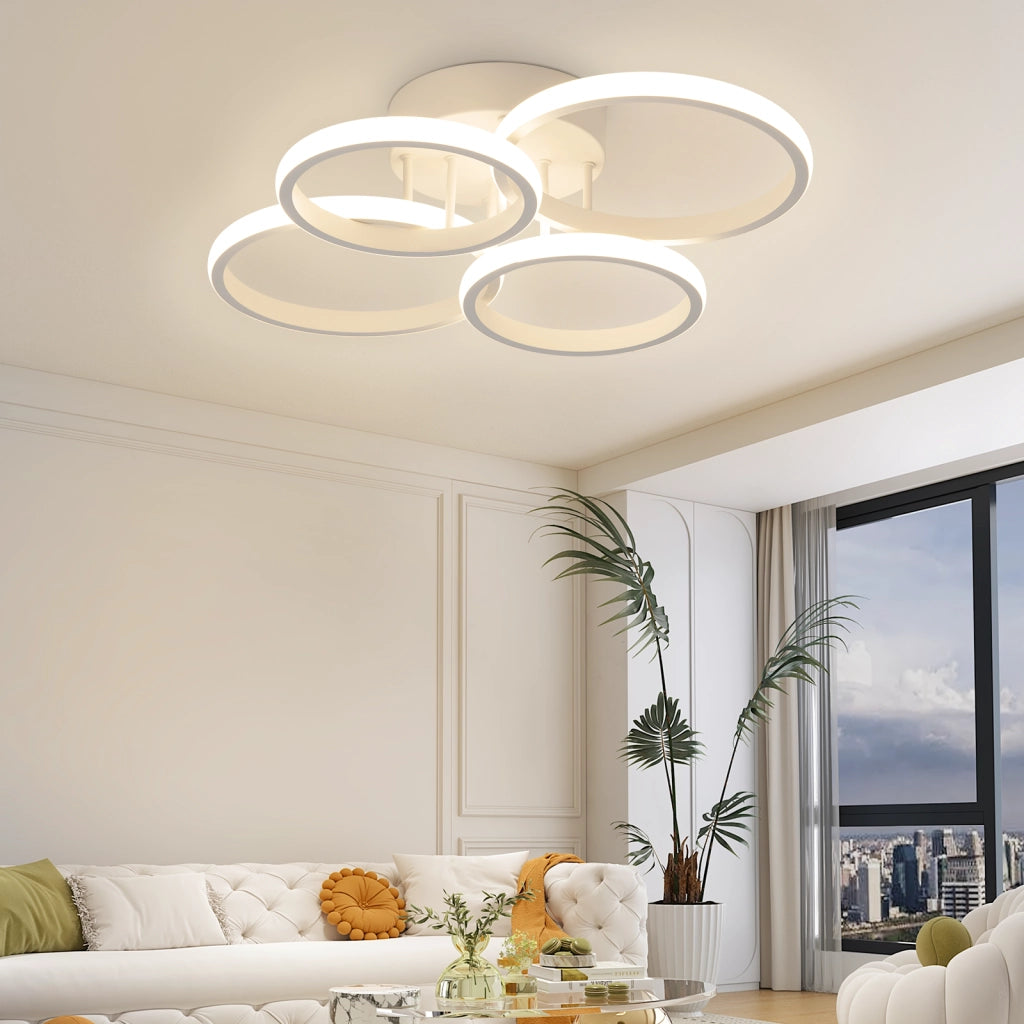 ZMH Lampada da soffitto plafoniera LED moderna bianca 48W 55cm dimmerabile telecomando per soggiorno camera letto