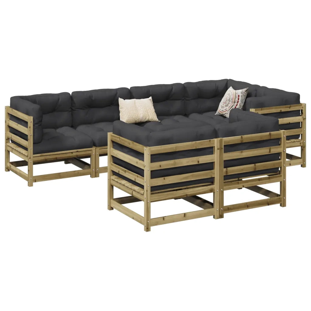 vidaXL Set Divani da Giardino 7 pz in Legno Impregnato di Pino