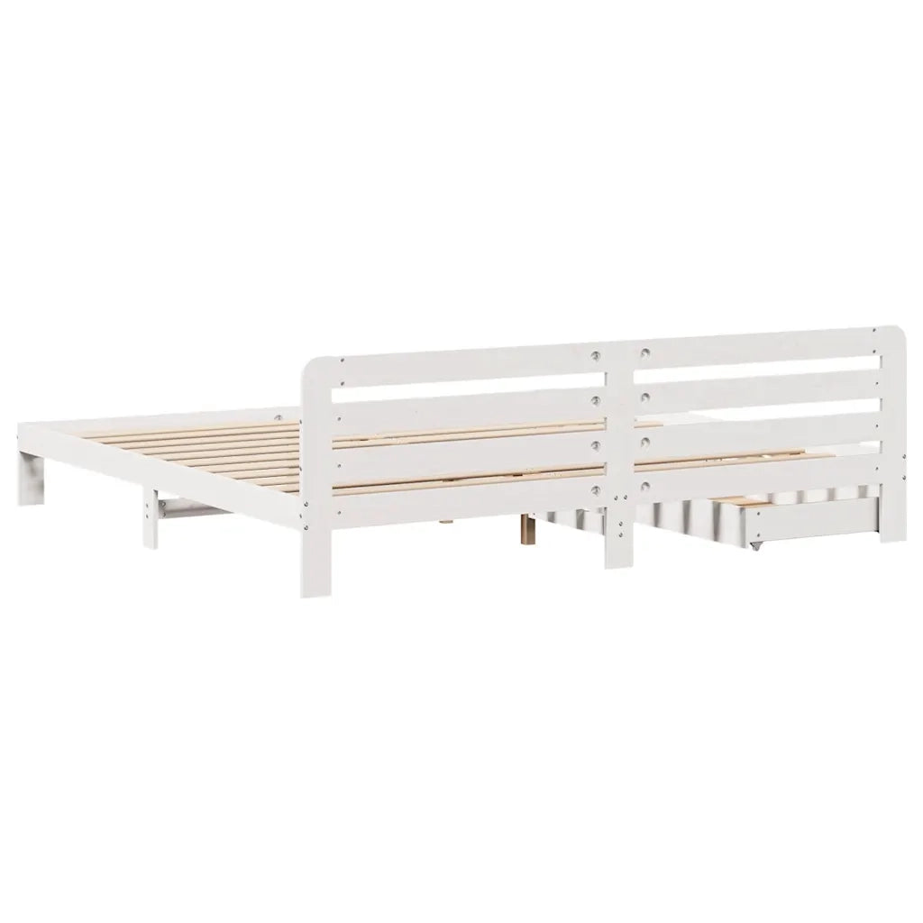 Giroletto senza Materasso Bianco 200x200 cm Legno Massello Pino 3309858
