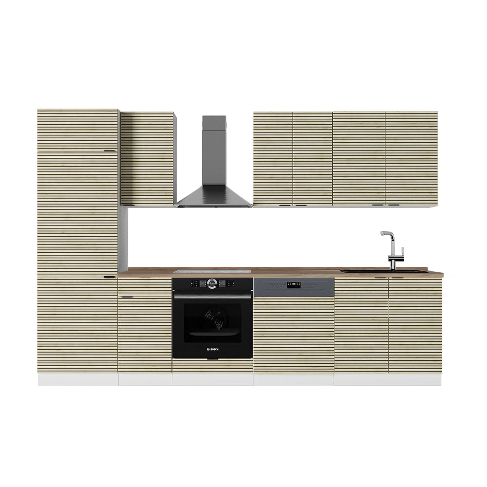 Cucina componibile Fame-Line Pannello in quercia/Bianco 300 cm, PL Rovere Vicco