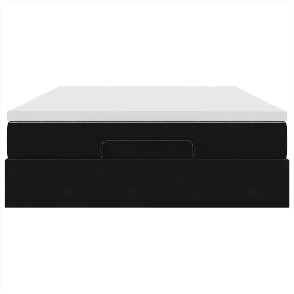Struttura Letto Pouf con Materasso Nero 140x190 cm in Velluto