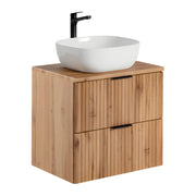 Set bagno NOXERA 60 cm - Rovere wotan - Mobile sottolavabo con piano per lavabo e lavabo