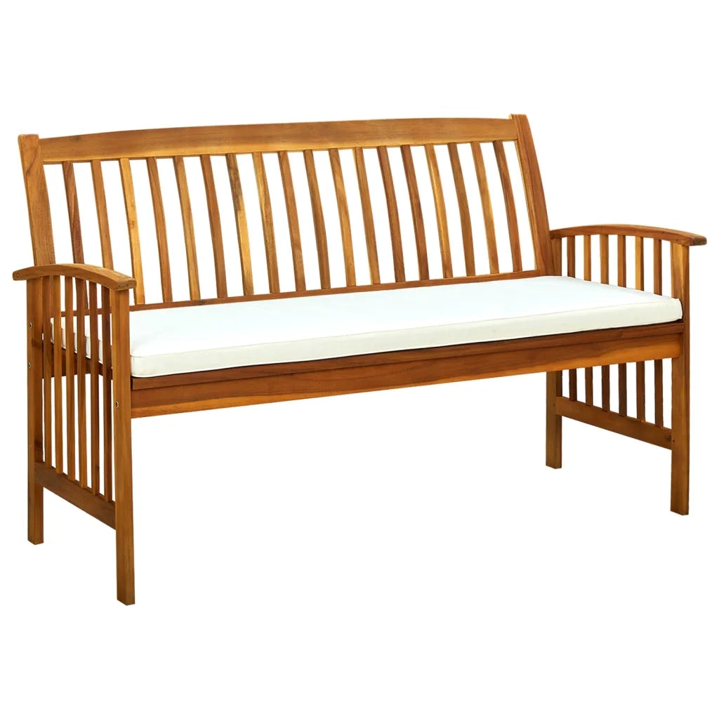 Panchina da Giardino con Cuscino 147cm Legno Massello di Acacia