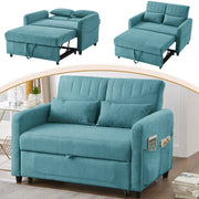 Divano letto 2 posti 166x95 cm estraibile; schienale regolabile; schiuma blu verde antico